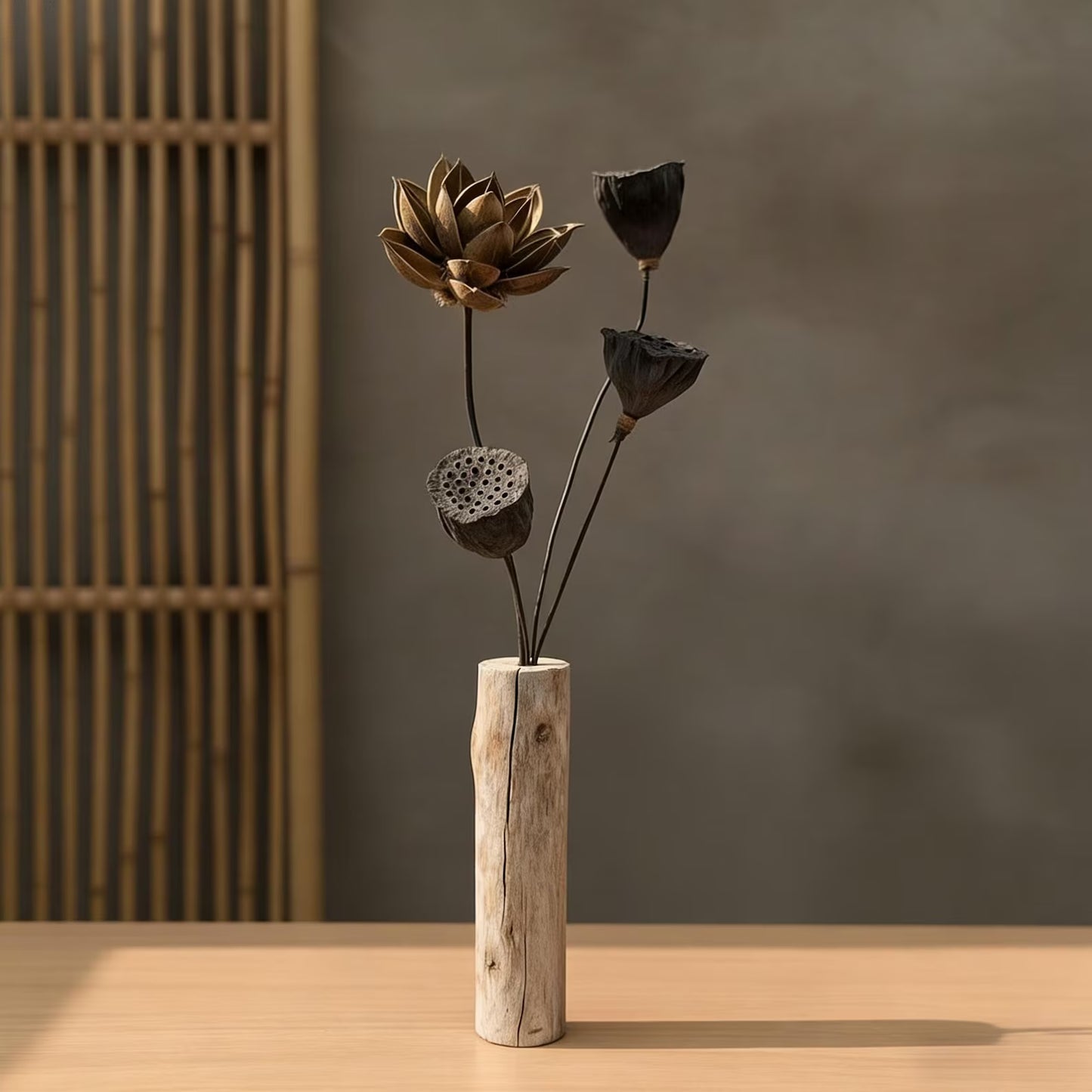 Zen Lotus & Tree Stump Arrangement